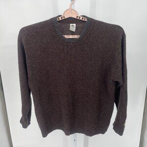 VTG Columbia Mens Shetland Wool Sweater Sz XL Brown Knit Pullover Crew Neck